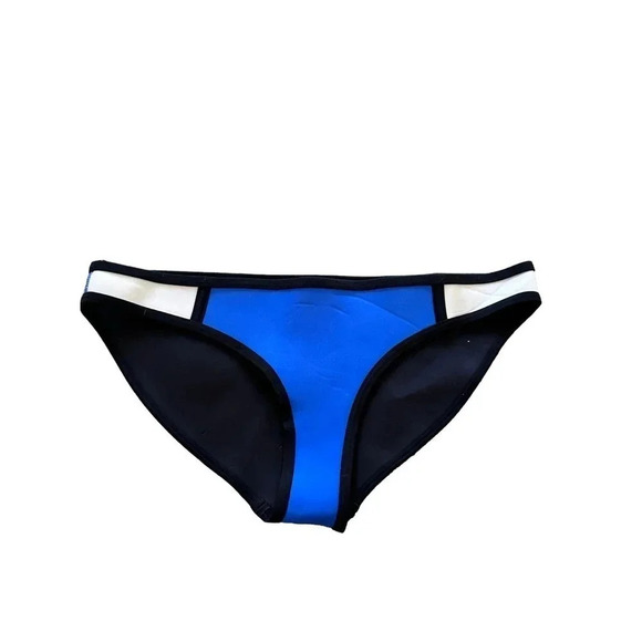 Triangl Poppy Women's Blue Colorblock Neoprene Bikini Bottoms Size Medium - Picture 1 of 3